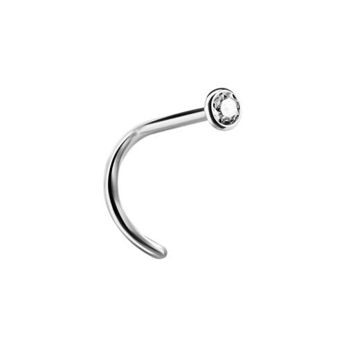 Titanium Jewelled Nose Stud Pigtail 20 GA - with Swarovski Crystal ...