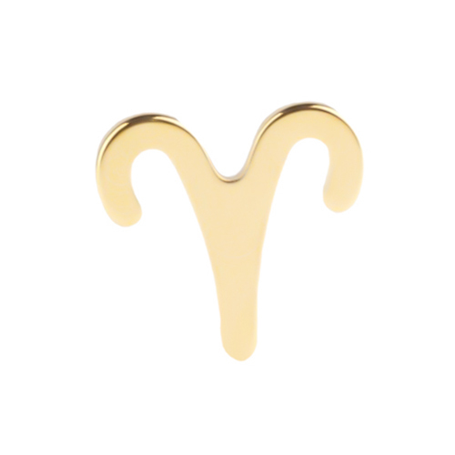 Gold Titanium Internal Thread Flat Back Labret Attachment - Aries