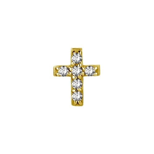 Gold Steel - Premium Zirconia - Cross - 5mm (Type R) Internal Thread Labret Attachment