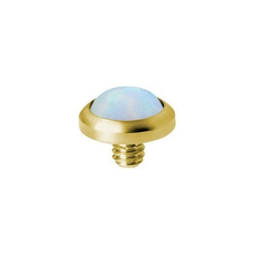 Sterilised Gold Titanium - Lab Created White Opal - 3mm (Type R) Internal Thread Labret Attachment